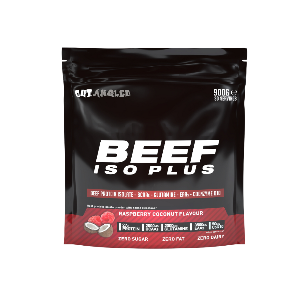 beef protein isolate protein powder raspberry coconut flavoured, fat free, sugar free, high protein
